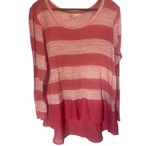 Derek Heart plus striped summer top ladies summer coastal  pull over semi sheer